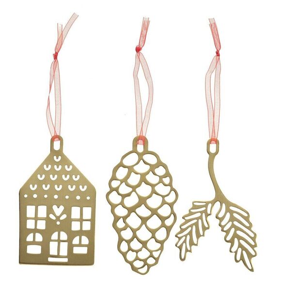 Ikea Vinterfint Tree Ornament Set of 3 Gold Metal 505.812.23 New 2024 Fast Ship - Picture 1 of 4
